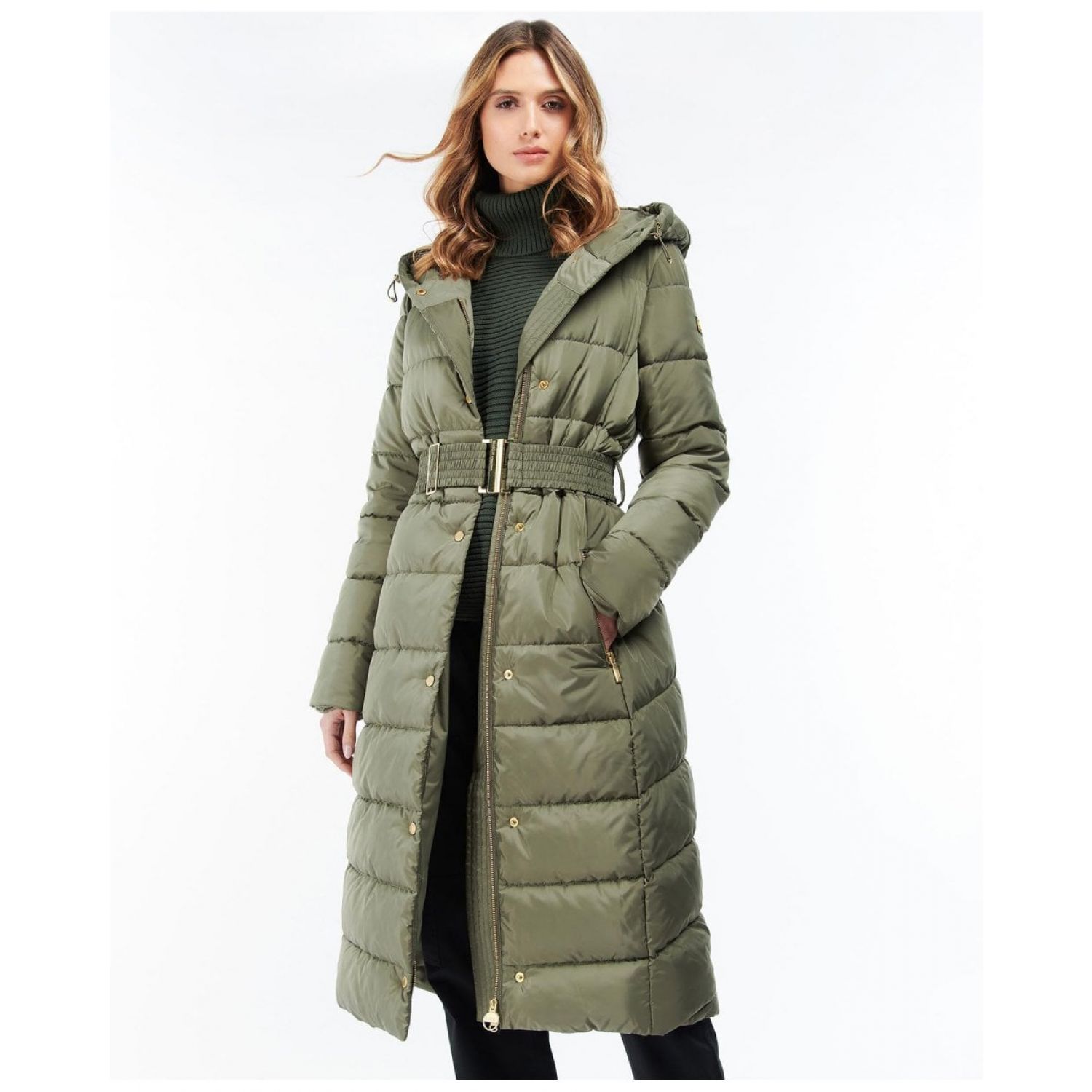 Quilted coat hotsell with belt