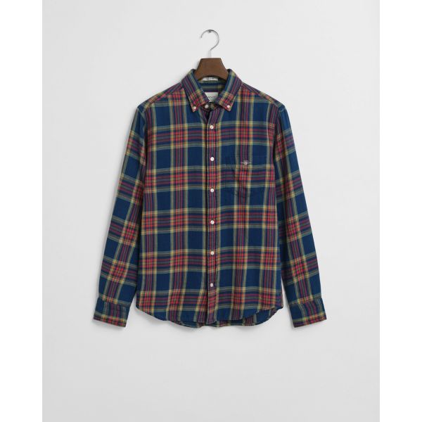 Regular Fit Checked Indigo Twill Shirt
