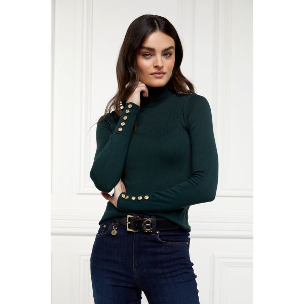 Buttoned Knit Roll Neck