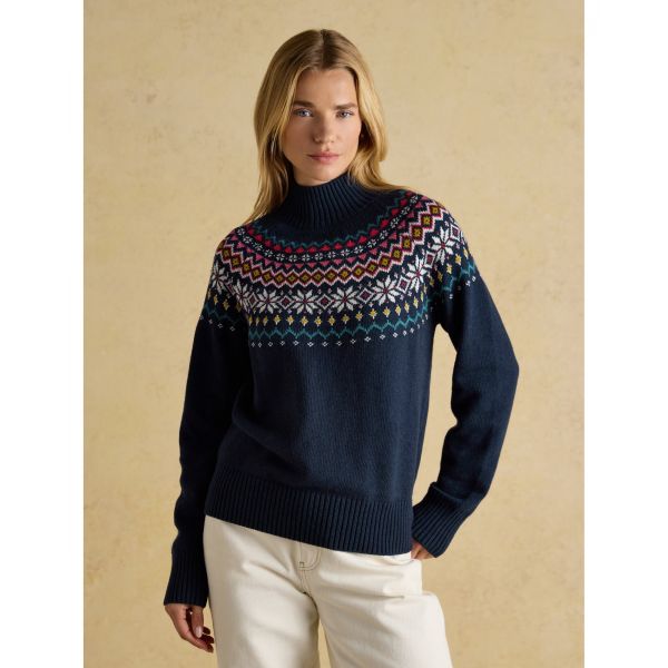 Alba Fairisle High Neck Cotton Rich Jumper