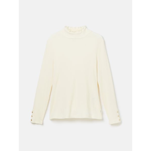 Amy Ribbed Long Sleeve High Neck Jersey Top