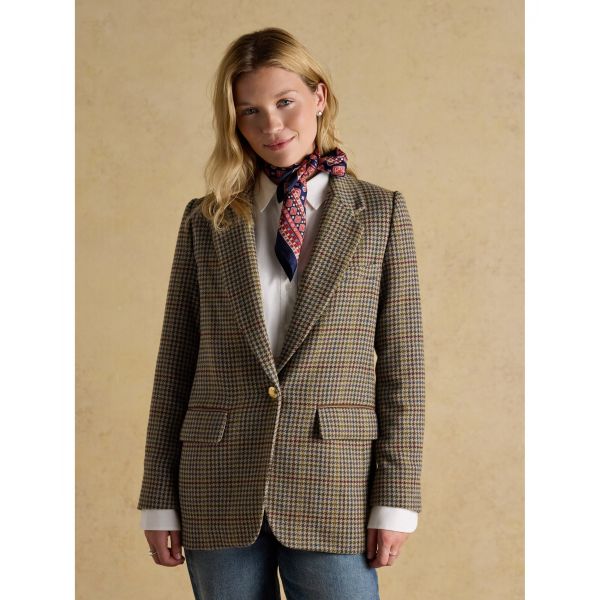 Hackmore Grey Check Relaxed Fit Tweed Wool Blend Blazer