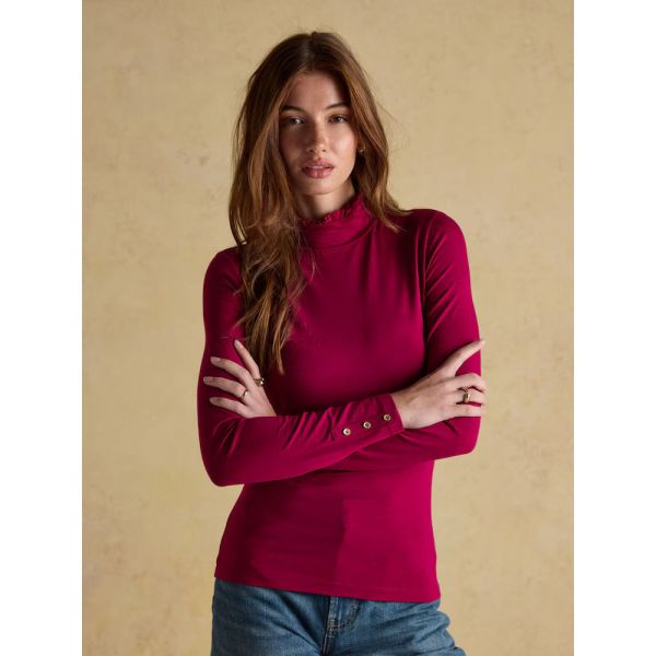 Amy Ribbed Long Sleeve High Neck Jersey Top