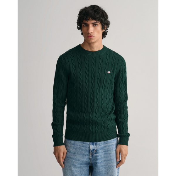 Cotton Cable Knit Crew Neck Sweater