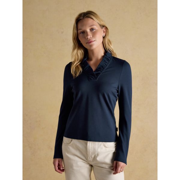 Heidi Long Sleeve Frill Neck Jersey Top