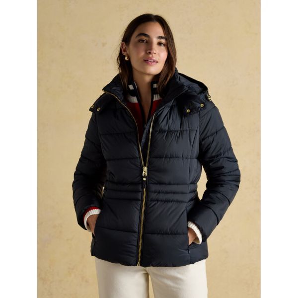 Hadlow Navy Showerproof Padded Coat with Hood