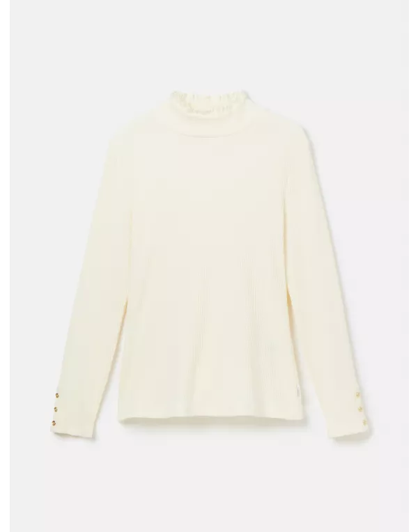 Amy Ribbed Long Sleeve High Neck Jersey Top