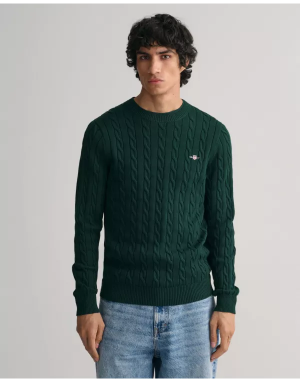 Cotton Cable Knit Crew Neck Sweater
