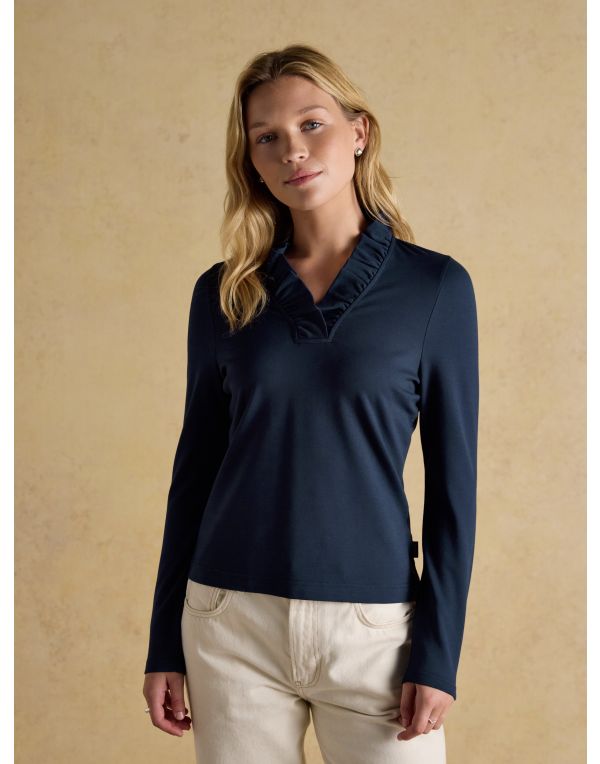 Heidi Long Sleeve Frill Neck Jersey Top