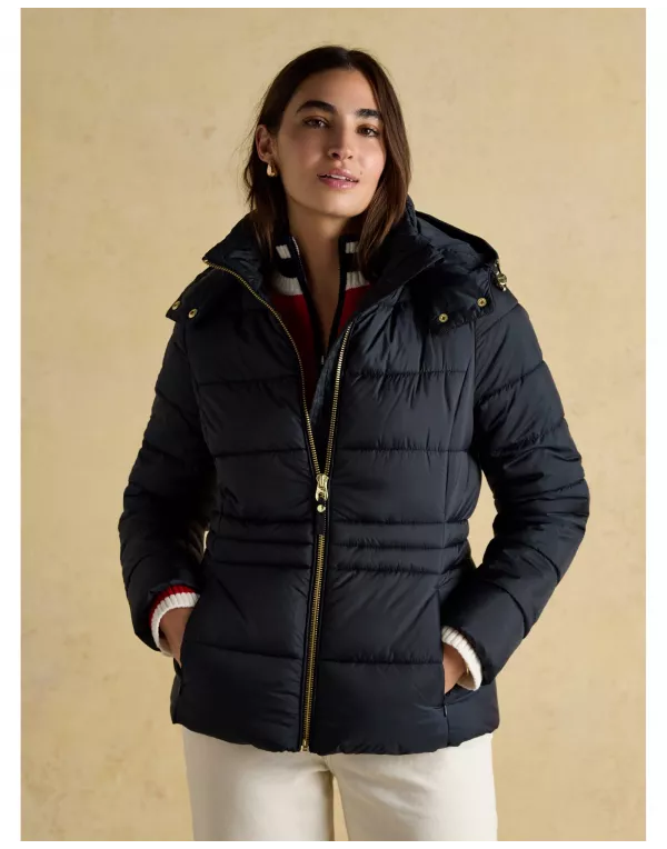 Hadlow Navy Showerproof Padded Coat with Hood