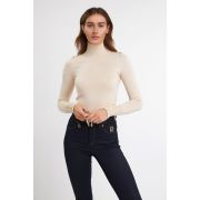 Womens Buttoned Knit Roll Neck