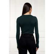 Button Knit Crew Neck (Deep Emerald)