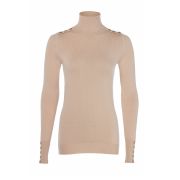 Womens Buttoned Knit Roll Neck