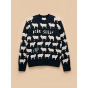 Intarsia Knitted Tres Sheep Relaxed Fit Jumper with Crew Neck