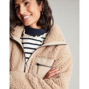 Tilly Zip Front Woven Trim Fleece With Hem Detail