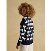 Intarsia Knitted Tres Sheep Relaxed Fit Jumper with Crew Neck