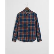 Regular Fit Checked Indigo Twill Shirt