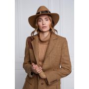 Iridescent Feather Band Trilby Hat - Camel