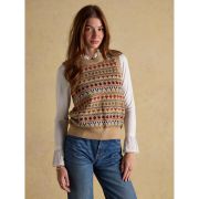 Woodland Oatmeal Cotton-Rich Intarsia Crew Neck Knitted Vest