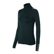 Buttoned Knit Roll Neck
