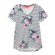 Celina Print Drapey V Neck With Chain Stitch Detail