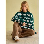 Fleece Navidad Intarsia Knitted Jumper
