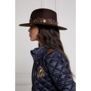 Iridescent Feather Band Trilby Hat - Chocolate