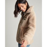 Tilly Zip Front Woven Trim Fleece With Hem Detail