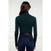 Buttoned Knit Roll Neck