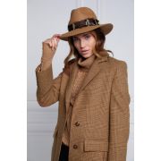 Iridescent Feather Band Trilby Hat - Camel