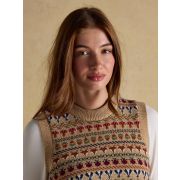 Woodland Oatmeal Cotton-Rich Intarsia Crew Neck Knitted Vest