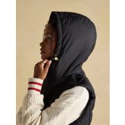 Moorsdale Black Longline Showerproof Padded Gilet with Hood