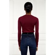 Buttoned Knit Crew Neck (Wine)