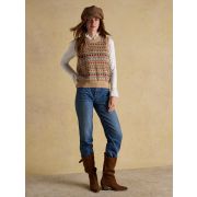 Woodland Oatmeal Cotton-Rich Intarsia Crew Neck Knitted Vest