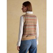 Woodland Oatmeal Cotton-Rich Intarsia Crew Neck Knitted Vest