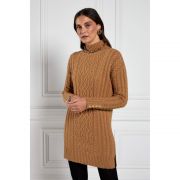 Windsor Cable Mini Dress - Dark Camel