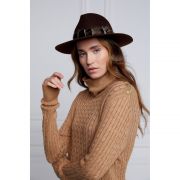 Iridescent Feather Band Trilby Hat - Chocolate