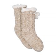 Pom Pom Fleece Lined Crew Sock
