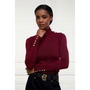Buttoned Knit Roll Neck