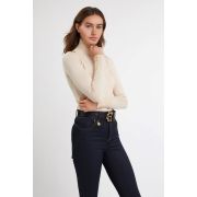 Womens Buttoned Knit Roll Neck