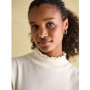 Amy Ribbed Long Sleeve High Neck Jersey Top