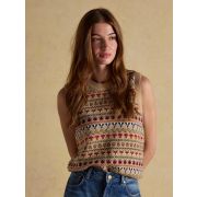 Woodland Oatmeal Cotton-Rich Intarsia Crew Neck Knitted Vest