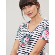 Celina Print Drapey V Neck With Chain Stitch Detail