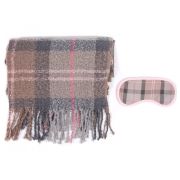 Tartan Boucle Blanket and Eye Mask Set