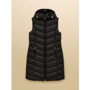 Moorsdale Black Longline Showerproof Padded Gilet with Hood