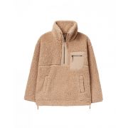 Tilly Zip Front Woven Trim Fleece With Hem Detail