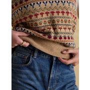Woodland Oatmeal Cotton-Rich Intarsia Crew Neck Knitted Vest