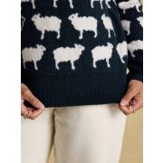 Intarsia Knitted Tres Sheep Relaxed Fit Jumper with Crew Neck