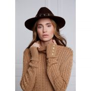 Iridescent Feather Band Trilby Hat - Chocolate