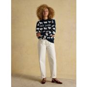 Intarsia Knitted Tres Sheep Relaxed Fit Jumper with Crew Neck